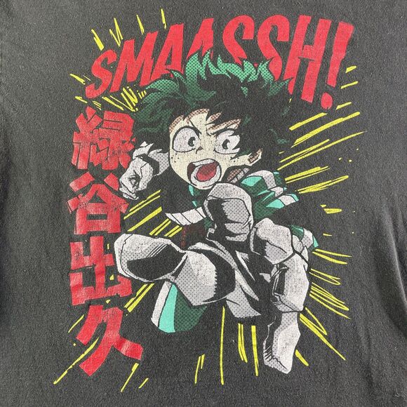 My Hero Academia Shirt Mens XL Black Izuku Midoriya Deku Smash Anime Faded - Picture 3 of 7